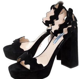 Prada Black Suede Leather Ankle Strap
Sandals Size 40